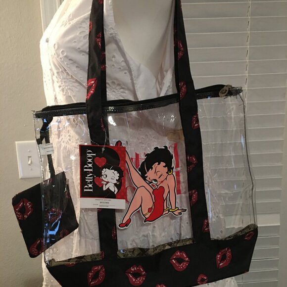 Betty Boop Clear Tote Bag = 11x17x4 NEW So Cute  BB2 - Picture 2 of 3